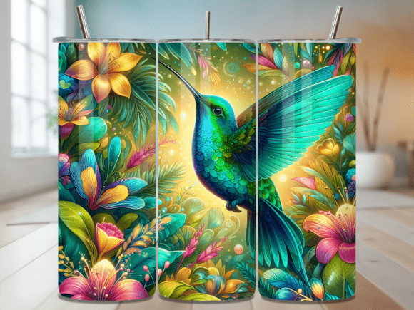 Download Vibrant Hummingbird Tropical Tumbler PNG - Tropical tumbler png Collection