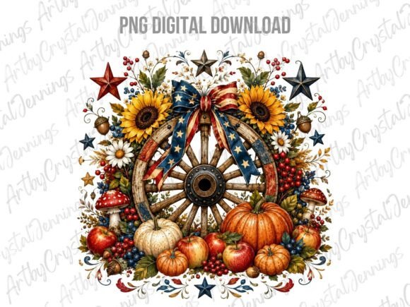 Download Rustic Americana Fall Wagon Wheel PNG - Rustic americana Collection