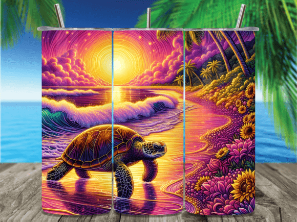 Download Turtle Sunset Beach Tropical Tumbler PNG - Tropical tumbler png Collection