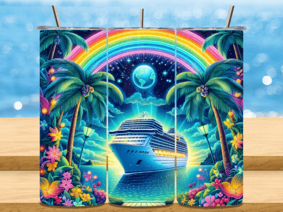Download Rainbow Cruise Ship Tropical Tumbler PNG - Tropical tumbler png Collection