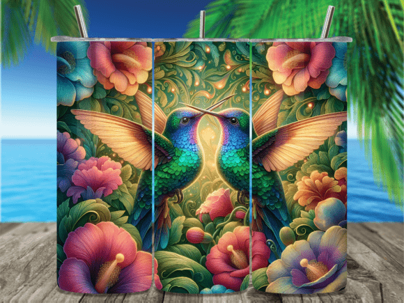 Download Vibrant Hummingbird Tropical Tumbler PNG - Tropical tumbler png Collection