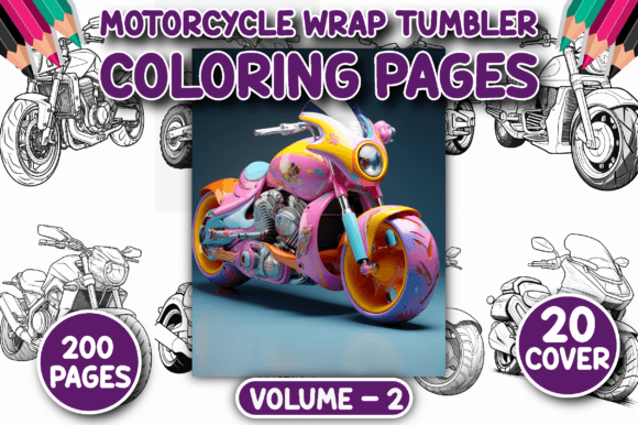 Download 200 Motorcycle Wrap Tumbler Color Pages - Premium Bundle
