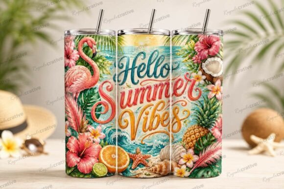 Download Hello Summer Vibes Tropical Tumbler PNG - Tropical tumbler png Collection