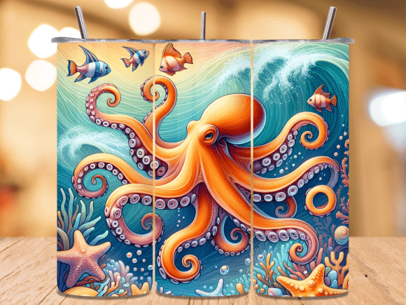 Download Orange Octopus with Tropical Tumbler PNG - Tropical tumbler png Collection