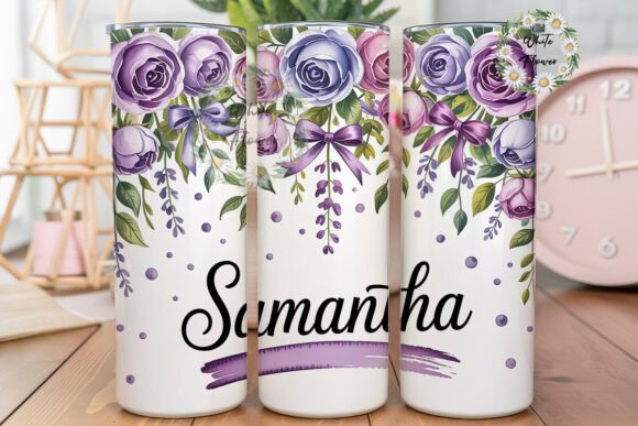 Download Purple Floral Personalized Tumbler Wrap - Personalized tumbler Collection