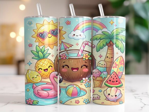 Download Summer Beach Kawaii Tropical Tumbler PNG - Tropical tumbler png Collection