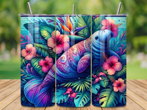 Download Boho Tribal Manatee Tropical Tumbler PNG - Tropical tumbler png Collection