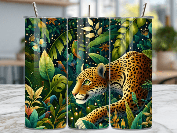 Download Jaguar Jungle Birds Tropical Tumbler PNG - Tropical tumbler png Collection
