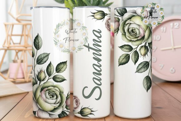 Download Green Roses Personalized Tumbler Wrap - Personalized tumbler Collection